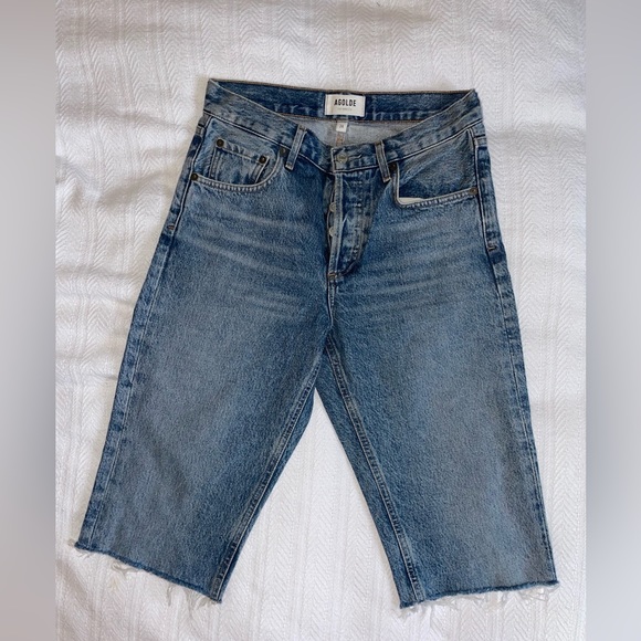 AGOLDE Aritzia Denim Shorts | Carrie Bermuda Long Shorts Jean Blue 24 - Picture 2 of 6